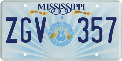 MS license plate ZGV357