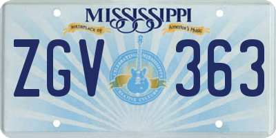MS license plate ZGV363