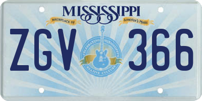 MS license plate ZGV366