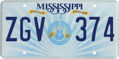 MS license plate ZGV374