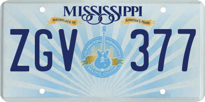 MS license plate ZGV377