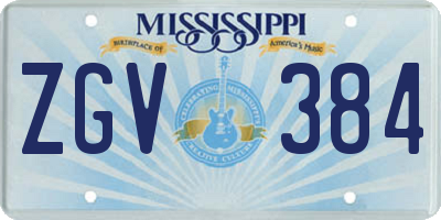 MS license plate ZGV384