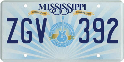 MS license plate ZGV392