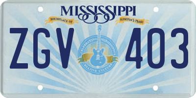 MS license plate ZGV403