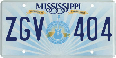 MS license plate ZGV404