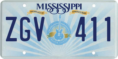 MS license plate ZGV411