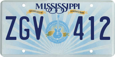 MS license plate ZGV412