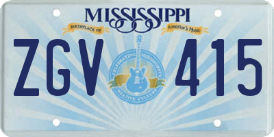 MS license plate ZGV415