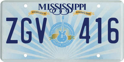 MS license plate ZGV416
