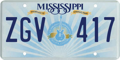 MS license plate ZGV417