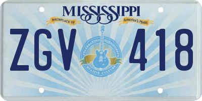 MS license plate ZGV418