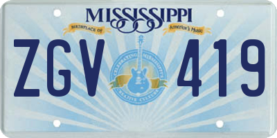 MS license plate ZGV419