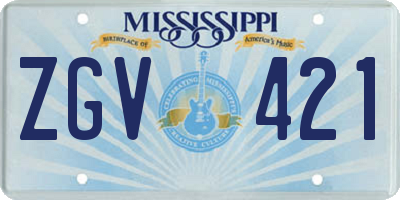 MS license plate ZGV421