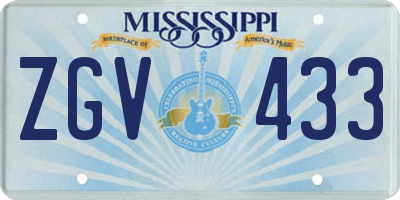 MS license plate ZGV433