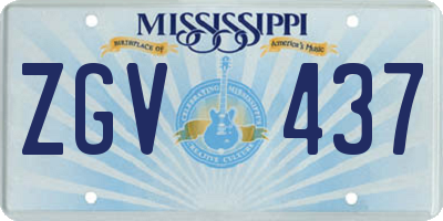MS license plate ZGV437