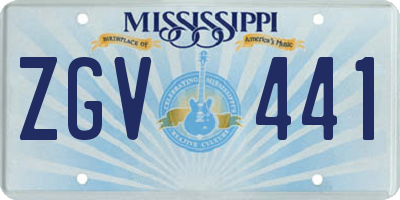 MS license plate ZGV441