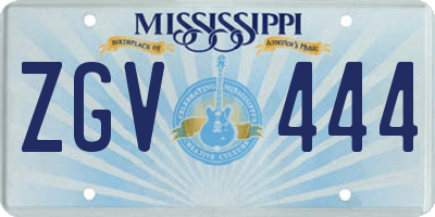 MS license plate ZGV444