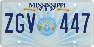 MS license plate ZGV447
