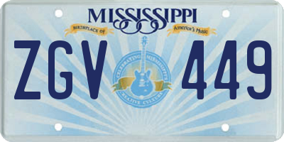 MS license plate ZGV449