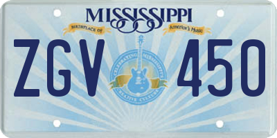MS license plate ZGV450