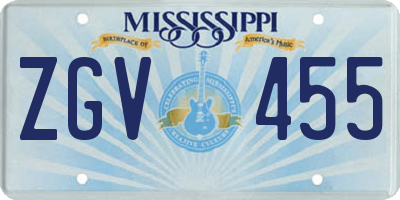 MS license plate ZGV455