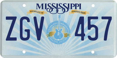 MS license plate ZGV457