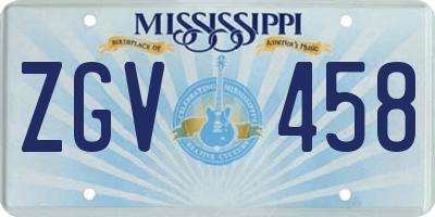 MS license plate ZGV458