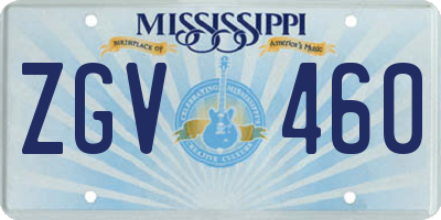 MS license plate ZGV460
