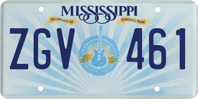 MS license plate ZGV461