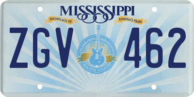 MS license plate ZGV462