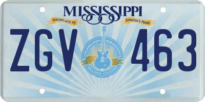 MS license plate ZGV463