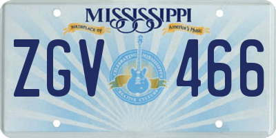 MS license plate ZGV466