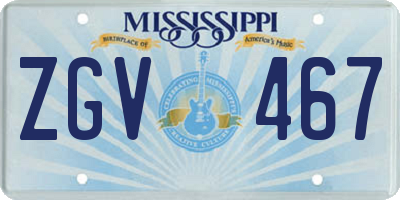MS license plate ZGV467