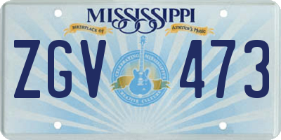 MS license plate ZGV473