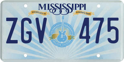 MS license plate ZGV475