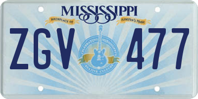 MS license plate ZGV477