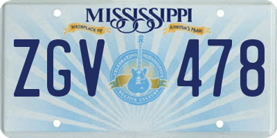 MS license plate ZGV478