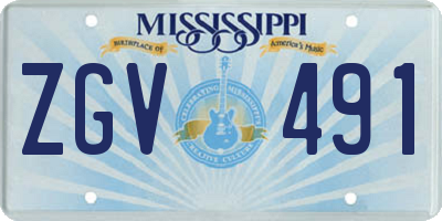 MS license plate ZGV491
