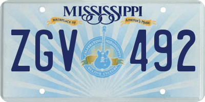 MS license plate ZGV492