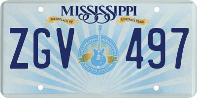 MS license plate ZGV497
