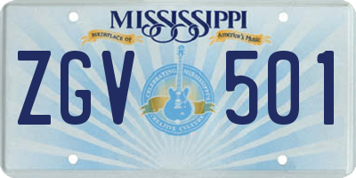 MS license plate ZGV501
