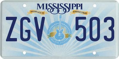MS license plate ZGV503