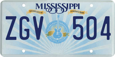 MS license plate ZGV504