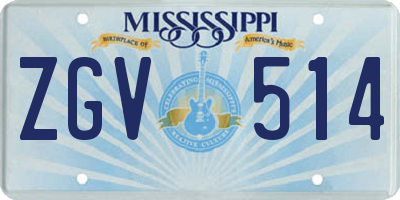 MS license plate ZGV514