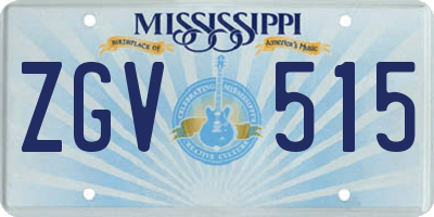 MS license plate ZGV515