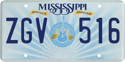 MS license plate ZGV516