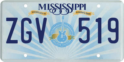 MS license plate ZGV519