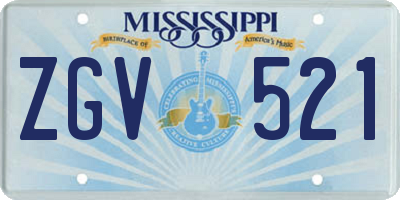 MS license plate ZGV521