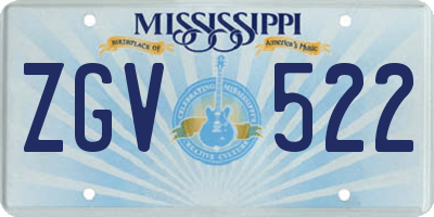 MS license plate ZGV522