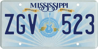 MS license plate ZGV523